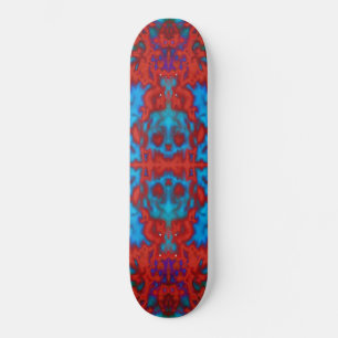 Psychedelic kaleidoscope skulls pattern skateboard