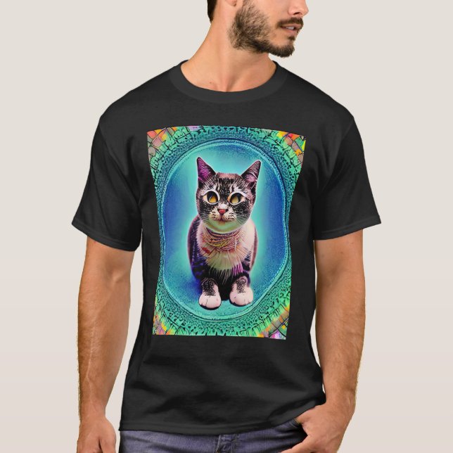 Psychedelic Kitty Kitten  In Cat Style 1 T-Shirt (Front)