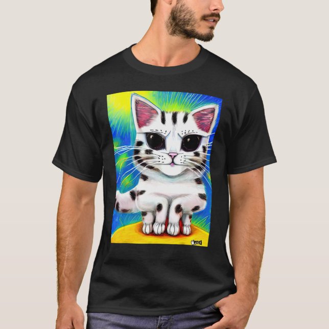Psychedelic Kitty Kitten  In Cat Style 3 T-Shirt (Front)