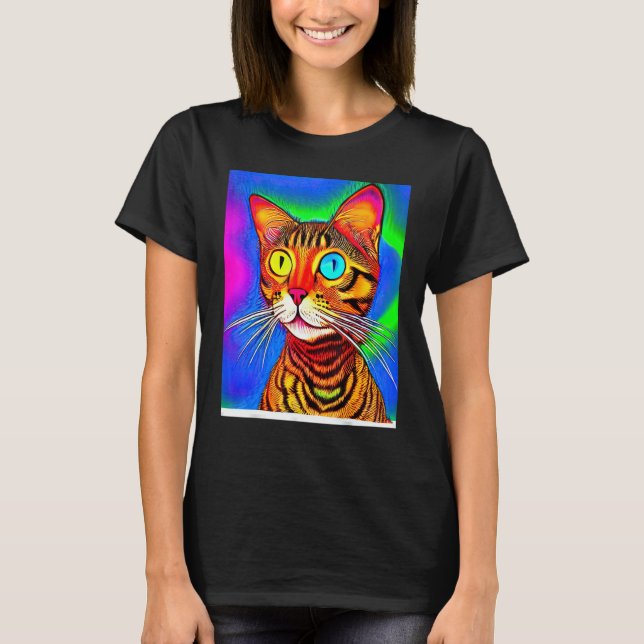 Psychedelic Kitty Kitten  In Cat Style T-Shirt (Front)