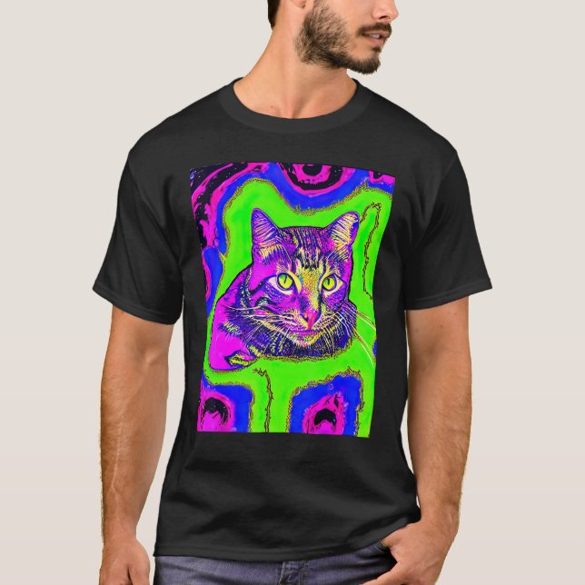 Psychedelic Kitty Kitten Lover In Cat Art Style_1 T-Shirt (Front)