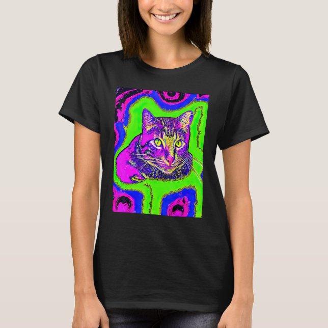 Psychedelic Kitty Kitten Lover In Cat Art Style_1 T-Shirt (Front)