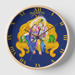 Psychedelic Krishna Radha Vigneshwara Hinduism Clock