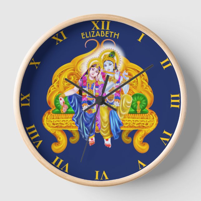 Psychedelic Krishna Radha Vigneshwara Hinduism Clock (Front)