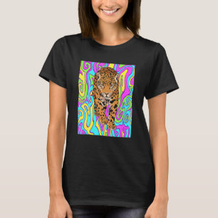 Psychedelic Large Cat Jaguar Rippy Jungle Animal P T-Shirt