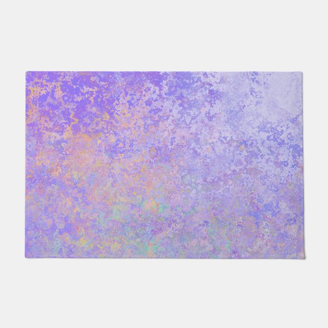 Psychedelic Lavender Purple Neon Pastel Abstract Doormat (Front)