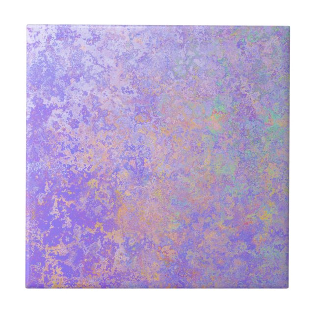 Psychedelic Lavender Purple Neon Pastel Abstract Tile (Front)