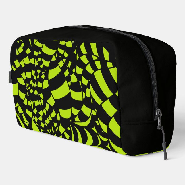 Psychedelic Lime Green and Black pattern Dopp Kit (Right Corner)