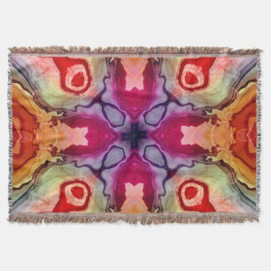 Psychedelic Liquid Pour Kaleidoscope Throw Blanket