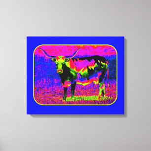 Psychedelic Longhorn Cow Canvas Print