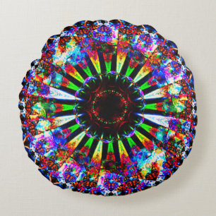 Psychedelic Mandala Art Round Pillow