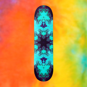 Psychedelic Mandala Flower Blue and Purple Skateboard