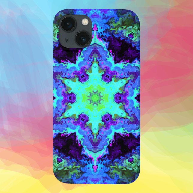 Psychedelic Mandala Flower Blue Green and Purple Case-Mate iPhone Case (Creator Uploaded)