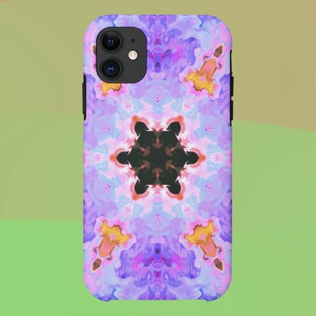 Psychedelic Mandala Flower Blue Pink and Yellow Case-Mate iPhone Case (Creator Uploaded)