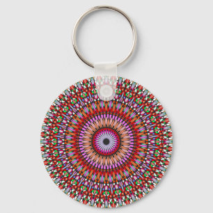 Psychedelic Mandala Flower Design-67560 Keychain