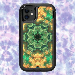 Psychedelic Mandala Flower Green and Yellow OtterBox Defender iPhone 11 Case