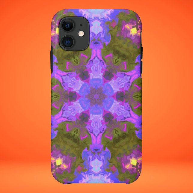 Psychedelic Mandala Flower Purple and Blue Case-Mate iPhone Case (Creator Uploaded)