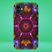 Psychedelic Mandala Flower Purple Orange and Green