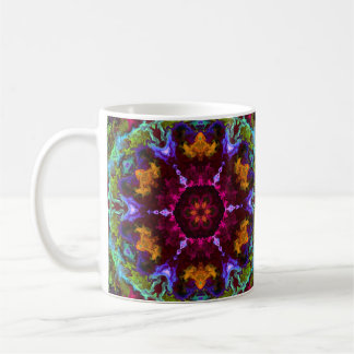 Psychedelic Mandala Flower Purple Orange and Green Coffee Mug