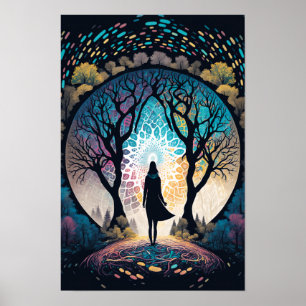Psychedelic Mandala Forest Poster   Trippy 3
