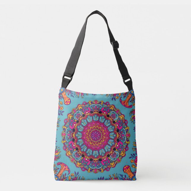 Psychedelic Mandala Garden Crossbody Bag (Front)