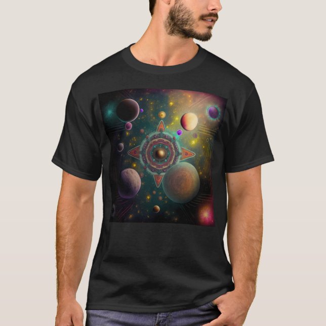 Psychedelic Mandala In Universe T-Shirt (Front)