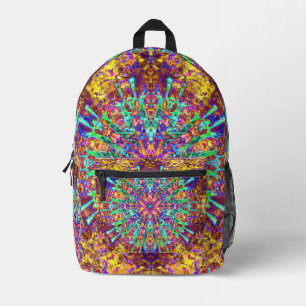 Psychedelic Mandala Trippy Hippie Colour Splash Printed Backpack