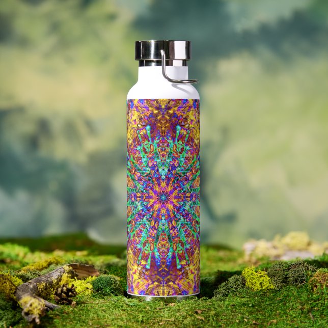 Psychedelic Mandala Trippy Hippie Colour Splash Water Bottle (Outdoor)