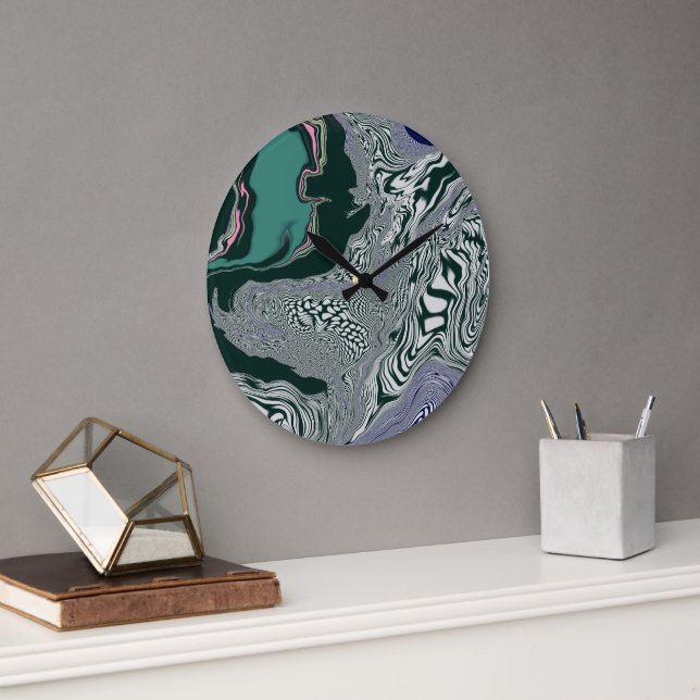 Psychedelic Marble Swirl  Large Clock (Office)
