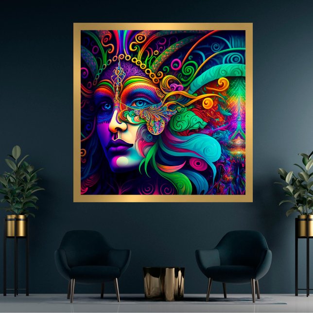 Psychedelic Mardi Gras Face Mask Wallpaper Photo P Print (Creator Uploaded)