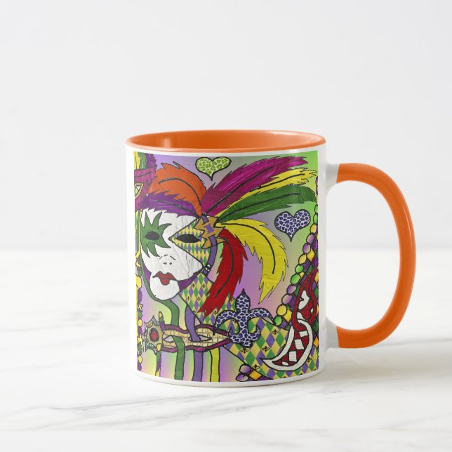 Psychedelic Mardi Gras Feather Mask Mug (Right)