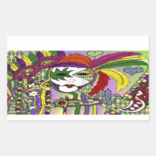 Psychedelic Mardi Gras Feather Mask Sticker
