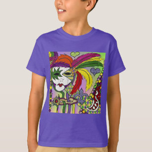 Psychedelic Mardi Gras Feather Mask T-Shirt