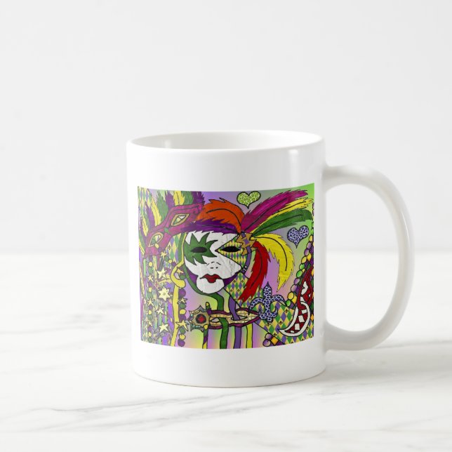 Psychedelic Mardi Gras Feather Masks Gifts Apparel Coffee Mug (Right)