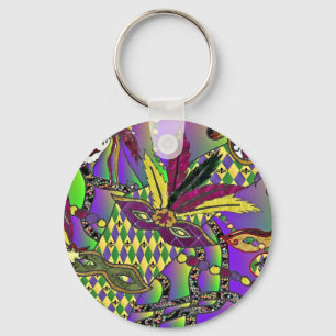 Psychedelic Mardi Gras Feather Masks Gifts Apparel Keychain