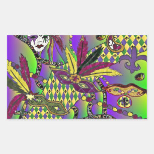 Psychedelic Mardi Gras Feather Masks Gifts Apparel Sticker