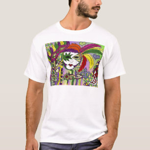 Psychedelic Mardi Gras Feather Masks Gifts Apparel T-Shirt