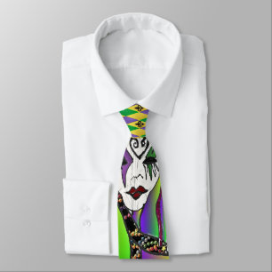 Psychedelic Mardi Gras Mask Art Print Tie