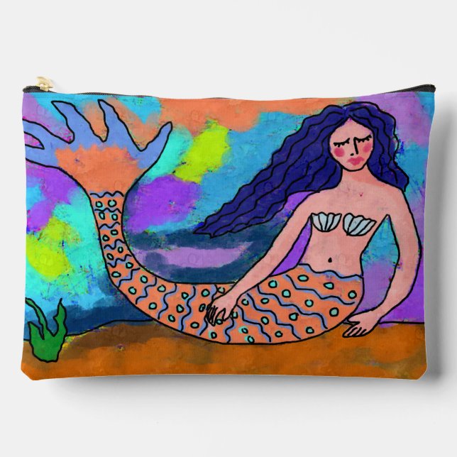 Psychedelic Mermaid Abstract Painting Accessory Pouch (Front)