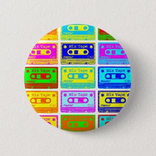 Psychedelic Mix Tape 2 Inch Round Button