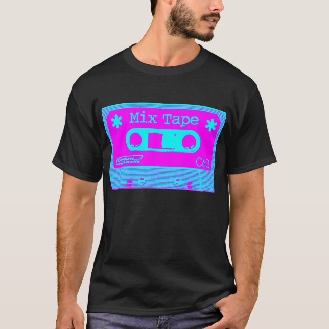 Psychedelic Mix Tape - Magenta and Cyan T-Shirt (Front)
