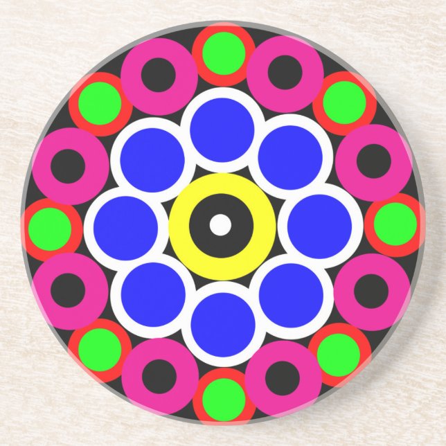 Psychedelic Modern Persian Rug Pattern Coaster (Front)