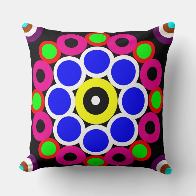 Psychedelic Modern Persian Rug Pattern Throw Pillow (Front)