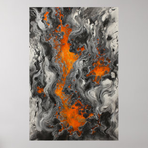 Psychedelic Molten Lava Over Graphite Abstract Art Poster