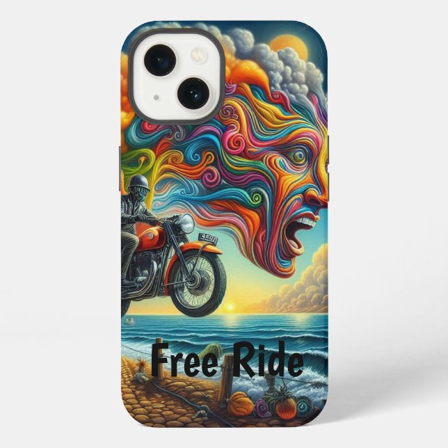 Psychedelic Motorcycle Dreamscape iPhone Case (Back)