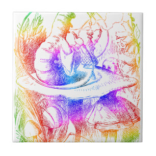 Psychedelic Mushroom Alice's Adventures Wonderland Tile