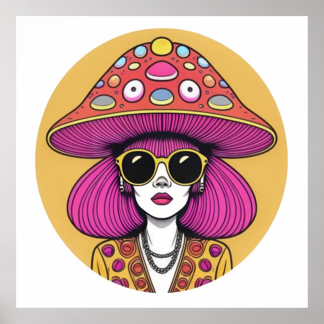 Psychedelic Mushroom Diva Poster (Front)