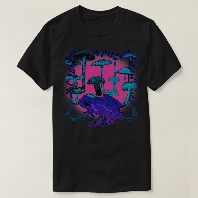 Psychedelic  Mushroom Frog Trippy Colourful Tie Dy T-Shirt (Design Front)