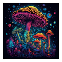 Psychedelic Mushroom Glow in Dark