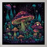Psychedelic Mushroom Glow in Dark